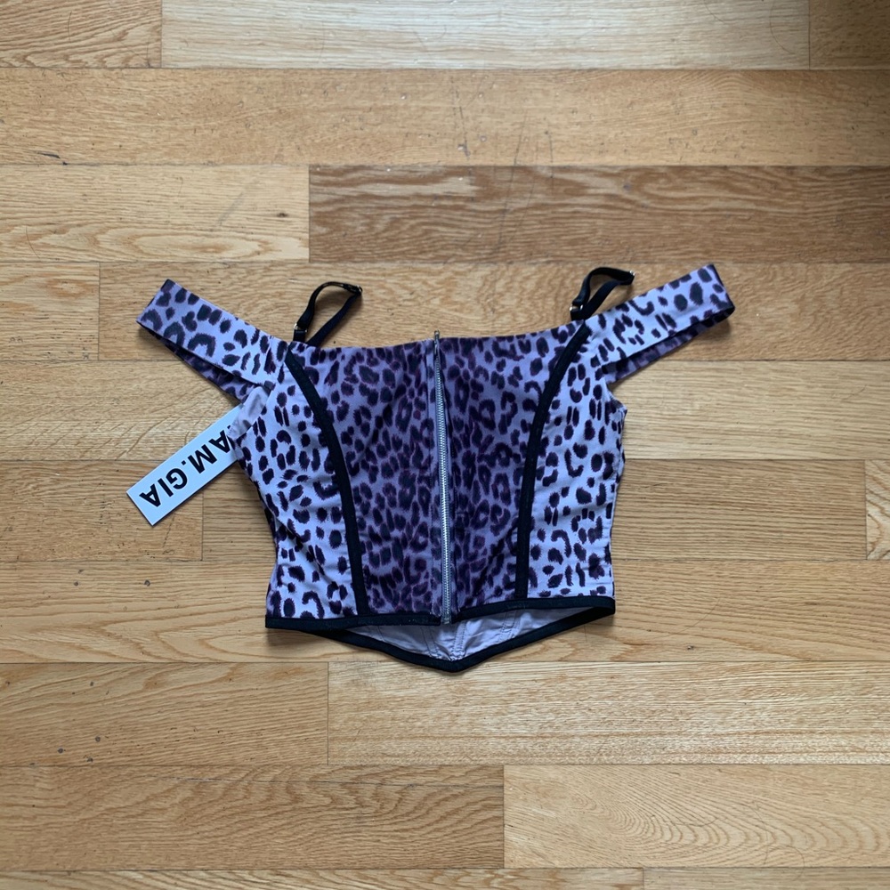 I AM GIA BRIDGET TOP PURPLE LEOPARD PRINT COSET - Picture 2 of 4